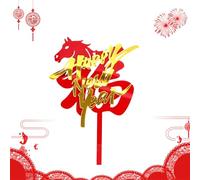 Lunar Festival Decor - Horse Cake Sign, Double Sided Acrylic Dessert Topper with High Gloss Finish, Traditional Spring Celebration Gear, Ideal for Workplace Party Gathering