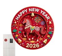 Lunar New Year Magnet - 2026 Horse Sticker, 2D Chinese with Bright Colors and Strong Magnetic Back, Cabinet Refrigerator Wall Decoration for Home Office Kitchen Holiday Festival Party