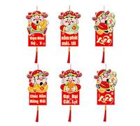 Lunar New Year Ornaments - 6 Piece Vietnamese 2026 Horse Year Decoration for Good Fortune, Festive Spring Festival Set with Colorful Cultural Accents, Holiday Decor for Home Office