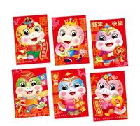 Lunar New Year Red Envelope, Cartoon Snake Pattern, Chinese Red Packets, 6X Chinese Envelopes For Money 2025, Red Packets Lucky Money, For Spring Festival, 4.52x3.14 inches