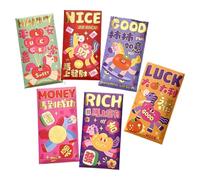 Lunar New Year Red Packet Set | Versatile, 9x17cm, Embossed Foil 6 Pcs, 2025 New Year Red Envelopes | For Money | For Adults Family Kids Neighbors Home Community Gathering Party