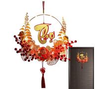 Lunar New Year Wreath Glowing Spring Festival Ornament Entrance Hanging Fortune Pendant Decorative Accent Interior Living Room Porch Entryway Celebration Welcome Symbol Display