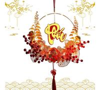 Lunar New Year Wreath Glowing Spring Festival Ornament Entrance Hanging Fortune Pendant Decorative Accent Interior Living Room Porch Entryway Celebration Welcome Symbol Display