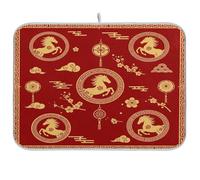 Lunar Year of The Horse - Alfombrilla absorbente de secado de platos para encimera de cocina, almohadilla de secado reversible, 40 x 45 cm