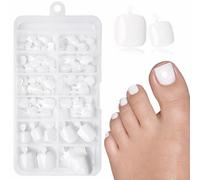 LunarCharm 120 piezas de uñas de pie blancas para presionar y pegar con adhesivos, uñas artificiales blancas para presionar y pegar