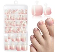 LunarCharm 120 piezas de uñas postizas ombré para pies, uñas para pegar con pestañas adhesivas, uñas de pie artificiales ombré para presionar y pegar