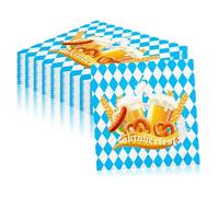 LunarCharm 20 unidades de servilletas para Oktoberfest, servilletas bávaras, con motivo de brindis, 33 x 33 cm, servilletas de papel para decoración de mesa en fiesta Oktoberfest, azul-blanco