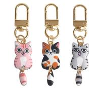 LunarCharm 3 piezas de llavero dulce de gato, regalos para amantes de los gatos, regalos con tema de gatos, mini llavero, colgante de bolsa, estilo-3