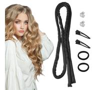 LunarCharm Banda para rizar el cabello sin calor, rizador sin calor con pequeñas pinzas de pelo, rizos sin calor durante la noche con rizadores delgados para dormir, Negro
