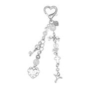 LunarCharm Bonito llavero, llavero estético Y2K, accesorio, bonito corazón, mariposa, oso de fresa, llavero para llaves, bolsos, plata, X-Large