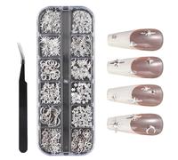 LunarCharm colgantes de plata para uñas, estrellas/lunas para uñas, colgantes de metal, tachuelas de aleación 3D para uñas, colgantes de bisutería para uñas