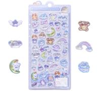 LunarCharm Conjunto de Pegatinas 3D con Motivos de Noche Estrellada y Cachorros, Pegatinas de PVC Brillantes para Niños, Variedad de Accesorios para Manualidades Creativas y Recompensas