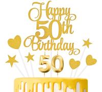 LunarCharm Decoración para Tarta 50 Cumpleaños Hombre y Mujer con Velas, Decoración para Celebración