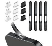 LunarCharm Juego de 9 tapones antipolvo USB C y cubierta para altavoz de teléfono, aplicable a iPhone 16/15 Series, cubierta de puerto USB C, limpiador de puerto de carga de teléfono