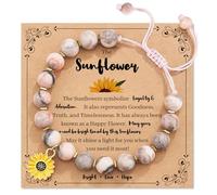 LunarCharm Pulsera con colgante de girasol de piedra natural rosa para niñas, nietas, hijas que amaban los girasoles, regalos inspiradores de cumpleaños para Navidad
