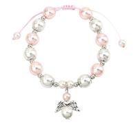 LunarCharm Pulsera de perlas rosas y blancas, regalos de bautizo para niñas, pulseras envolventes, regalos para adolescentes, regalos para hija, nieta, pulsera para niñas, L, concha