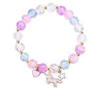LunarCharm Pulsera infantil de unicornio, pulsera con ajustable, diseño de unicornio, con perlas de colores, regalo de cumpleaños, L