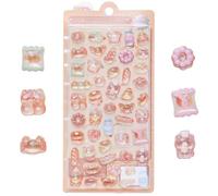 LunarCharm Set de Pegatinas 3D Con Dulce Pan y Oso de Dibujos Animados, Mini Pegatinas Reutilizables para Scrapbooks Decorativas Para Niños, Adecuadas Como Recompensa y Decoración