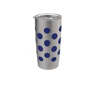 Lunares Azul Marino Sobre Crema, Beige Vaso térmico de acero inoxidable de doble pared