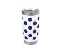Lunares Azul Marino Sobre Crema, Beige Vaso térmico de acero inoxidable de doble pared