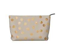 Lunares con Purpurina Beige y Dorada,Neceser de Pana, Neceser de Maquillaje portátil, Neceser de Viaje