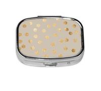 Lunares con purpurina beige y dorada., Pastillero cuadrado para bolsillo o monedero, pequeño contenedor de pastillas, organizador de pastillas de viaje
