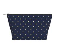 Lunares Dorados Azul Marino Elegantes Modernos, Bolsa de artículos de tocador Bolsa de Maquillaje Bolsa de cosméticos Bolsa de artículos de tocador de Viaje portátil