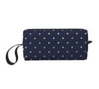 Lunares Dorados Azul Marino Elegantes Modernos, Bolsa de Maquillaje Bolsa de cosméticos Bolsa de artículos de tocador de Viaje portátil Bolsa de Maquillaje