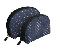 Lunares Dorados Azul Marino Elegantes Modernos, Bolsa de Maquillaje de Concha, Monedero pequeño para Mujer, Bolsa de artículos de tocador, Bolsa de cosméticos, 2 Piezas