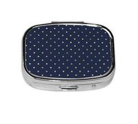 Lunares dorados azul marino elegantes modernos, Pastillero cuadrado para bolsillo o monedero, pequeño contenedor de pastillas, organizador de pastillas de viaje