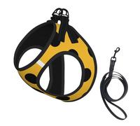 Lunares Negros sobre Amarillo Impreso,Arnés para Mascotas, arnés Reflectante Ajustable para Perros,M