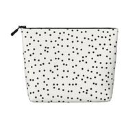 Lunares Negros sobre Blanco,Neceser de Maquillaje de imitación Lino, Neceser de Viaje portátil