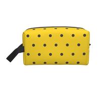 Lunares Negros sobre Fondo Amarillo, Bolsa de Maquillaje Bolsa de cosméticos Bolsa de artículos de tocador de Viaje portátil Organizador de Bolsa de Maquillaje