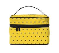 Lunares Negros sobre Fondo Amarillo, Bolsa de Maquillaje Bolsa de cosméticos Bolsa de artículos de tocador de Viaje portátil Estuche para lápices Bolsa de artículos de tocador
