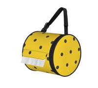 Lunares Negros sobre Fondo Amarillo,Dispensador de pañuelos cilíndrico, Soporte para Caja de pañuelos Colgante, dispensador de pañuelos para Coche