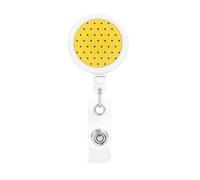 Lunares negros sobre fondo amarillo,Portatarjetas retráctil, portatarjetas enrollable con clip para identificación y pinza de cocodrilo.