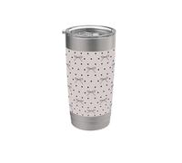 Lunares negros y lazos sobre beige Rockabilly Vaso térmico de acero inoxidable de doble pared