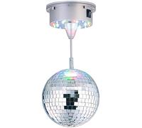 Lunartec Bola de disco: Bola de discoteca giratoria con base y 18 LED de colores, Ø 15 cm (Bola de disco bateria cargada, Bola de disco Con motor y ligero, IP65, Cambiador de color)