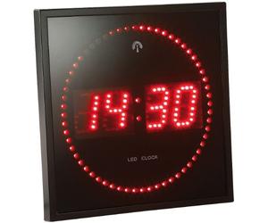 Lunartec Digital reloj de pared LED: Reloj de pared LED rojo, controlado por radio, con marcador de segundos (Digital Inalámbrico reloj de pared IP65,)