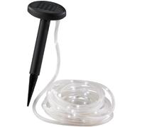 Lunartec HOGAR Y COCINA - cinta luminosa solar: Tubo de luz solar, 50 luces LED blancas, 5 m (cinta de luz exterior, tira led exterior, metro)
