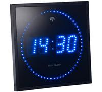 Lunartec Relojes de Pared - IP65, Reloj: Reloj de Pared LED Azul, controlado por Radio, con Marcador de Segundos (Digital Relojes Pared Iluminado IP65, Inalámbrico LCD Iluminado, noctilucente)