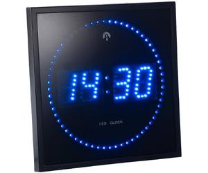 Lunartec Relojes de Pared - IP65, Reloj: Reloj de Pared LED Azul, controlado por Radio, con Marcador de Segundos (Digital Relojes Pared Iluminado IP65, Inalámbrico LCD Iluminado, noctilucente)