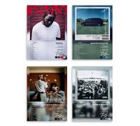 LunarWhisper Kendrick - Póster de Lamar con portada firmada en lienzo, juego de 4 pósteres para decoración de sala de estar y dormitorio, sin marco, 12 x 18 pulgadas, estilo 5
