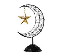 Lunas y estrellas de metal ahuecadas de Oriente Medio con base para celebraciones de Eid, fiestas religiosas, decoración del hogar, luna de metal festiva y esculturas de estrellas