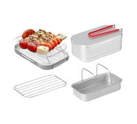 Lunch Box - Almuerzo contenedor | Metal Lunch Box | Aluminio Multifunctional Lunch Container Steaming Rack Set | With Steaming Rack Camping Lunch Box With A Plegable Handle For Travel, & Outside