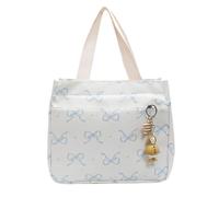 Lunch Box Bag - Bow Pattern Insulated Tote Carrier for Outdoor Activities, Travel Picnic with Leakproof Lining, Lunch Organizer for Work School Gym Beach Hiking Camping 10.24x5.91x8.27 Inches