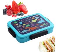 Lunch Box - PP como silicona 25x15x5cm - a prueba de fugas para viajes de picnic escolar | Contenedor de alimentos con 5 compartimentos, caja de salsa, cubiertos incluidos | Freeer de lavavaj