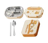 Lunch Box Set for Kids - Contenedor de compartimento de Panda Capybara | Soportista de acero inoxidable, perfecto para almacenamiento de alimentos, picnic, escuela, campamento, al aire libre, niñas, m