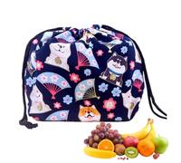 Lunch Handy Bag - 11,8 x 7,87 in Japanese Drawstring Tote, Portable Reutilizable Storage Lunch Bag | Long Lasting Travel Offices Work Meal Organizer for Women School Picnic Outdoors Eco Friendly Carry