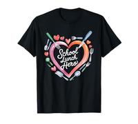 Lunch Hero Squad Heart a Cafetería Trabajador de la escuela Héroe del almuerzo Camiseta